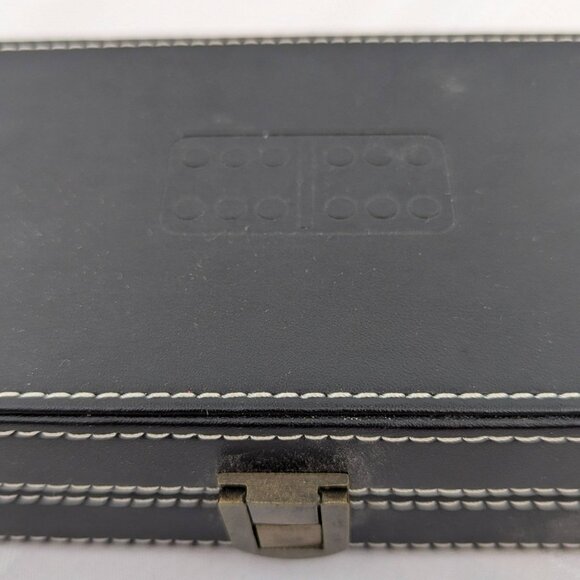 Bombay Company Tivoli Dominoes set - black leather stitched case - unused - Picture 5 of 5